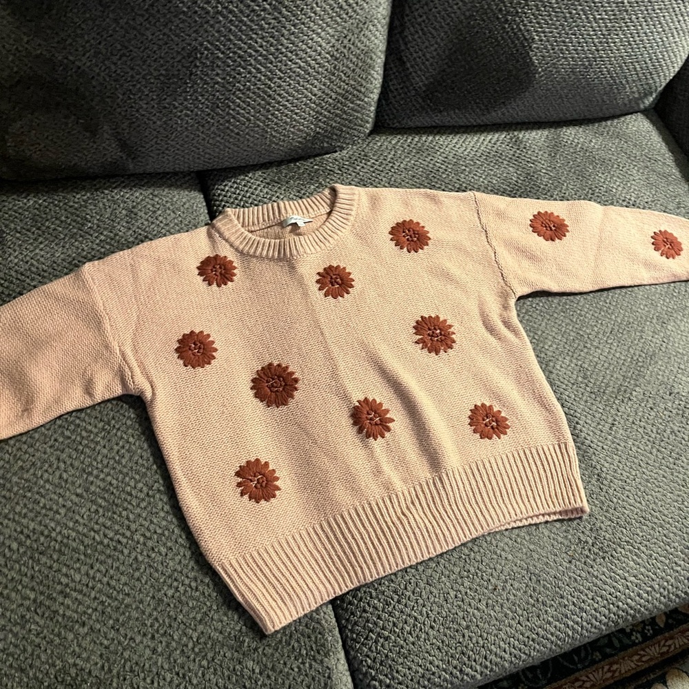 Madewell Pink Sweater with Brown Floral Accents - Picture 2 of 4